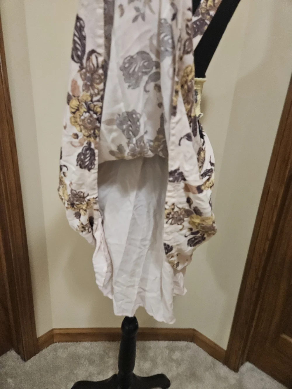 Free People Yellow and Cream Floral Tie-Front Midi Dress